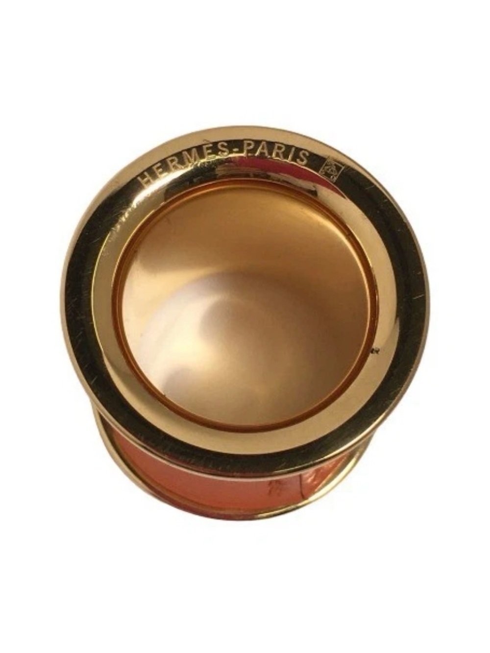 Hermès Orange Swift Leather Gold Tone Scarf Ring Made in France EUC - Picture 3 of 5